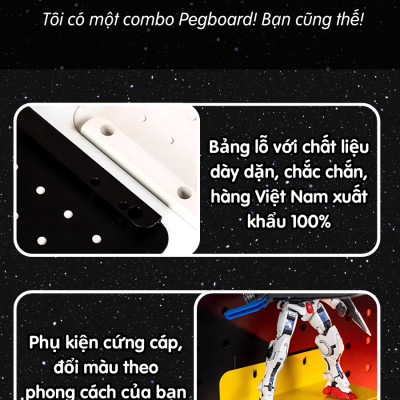 Bảng lỗ Pegboard decor gaming Dola Home để bàn phím, tay cầm chơi game, mô hình anime, setup bàn làm việc gọn gàng phong cách chất - Hàng Việt Nam chính hãng chất lượng cao