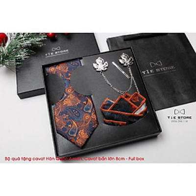 Bộ Cavat 8cm Cao Cấp Hàn Quốc 4 món Phụ Kiện - Full box kèm túi xách, nhiều mẫu