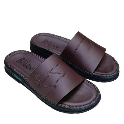 Dép Nam Quai Ngang Da Bò Thật HA NAM Đã May Viền Chân Quai Chắc Chắn DNA22038