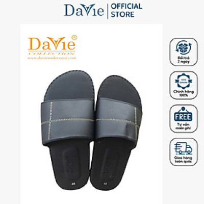 Dép Quai Ngang Nam Thương Hiệu Davie Dvsd03 Chất Liệu Da, Đế Cao Su Bền Đẹp Chất Lượng Cao