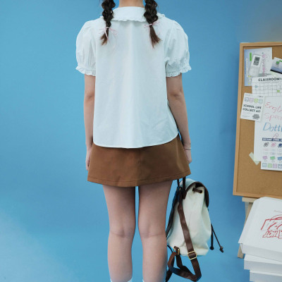 DOTTIE - Áo sơ mi cổ sen tay phồng - Trắng kem - T1123