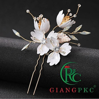 Trâm hoa cài tóc cô dâu 1 cái hoa kim loại Giangpkc 82023