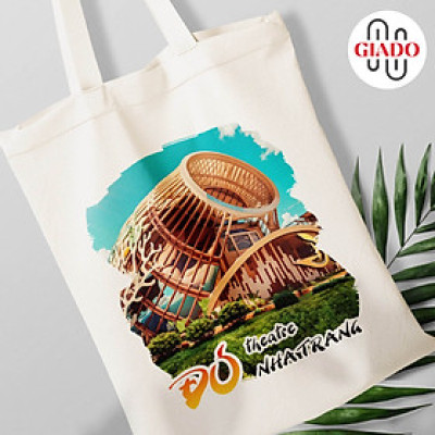 Túi canvas GIADO, túi vải bố, túi tote mẫu Nha Trang nhà hát Đó