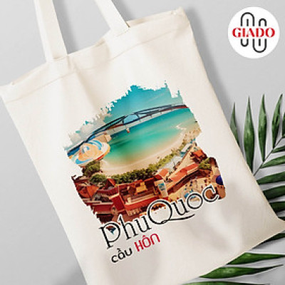 Túi canvas GIADO, túi vải bố, túi tote mẫu Phú Quốc cầu Hôn