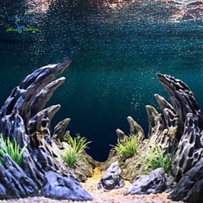 Mô Hình layout Hẻm Núi Đá trang trí bể cá, tiểu cảnh, non bộ. teranium  chất liệu bột đá đen Ninh Bình
