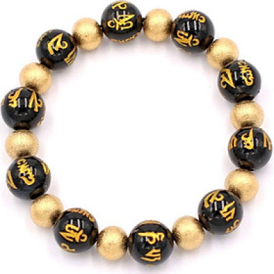 Chuỗi đeo tay - thạch anh đen khắc Phật chú 10 ly VTEPVHVT1 - hợp mệnh Thủy, mệnh Mộc