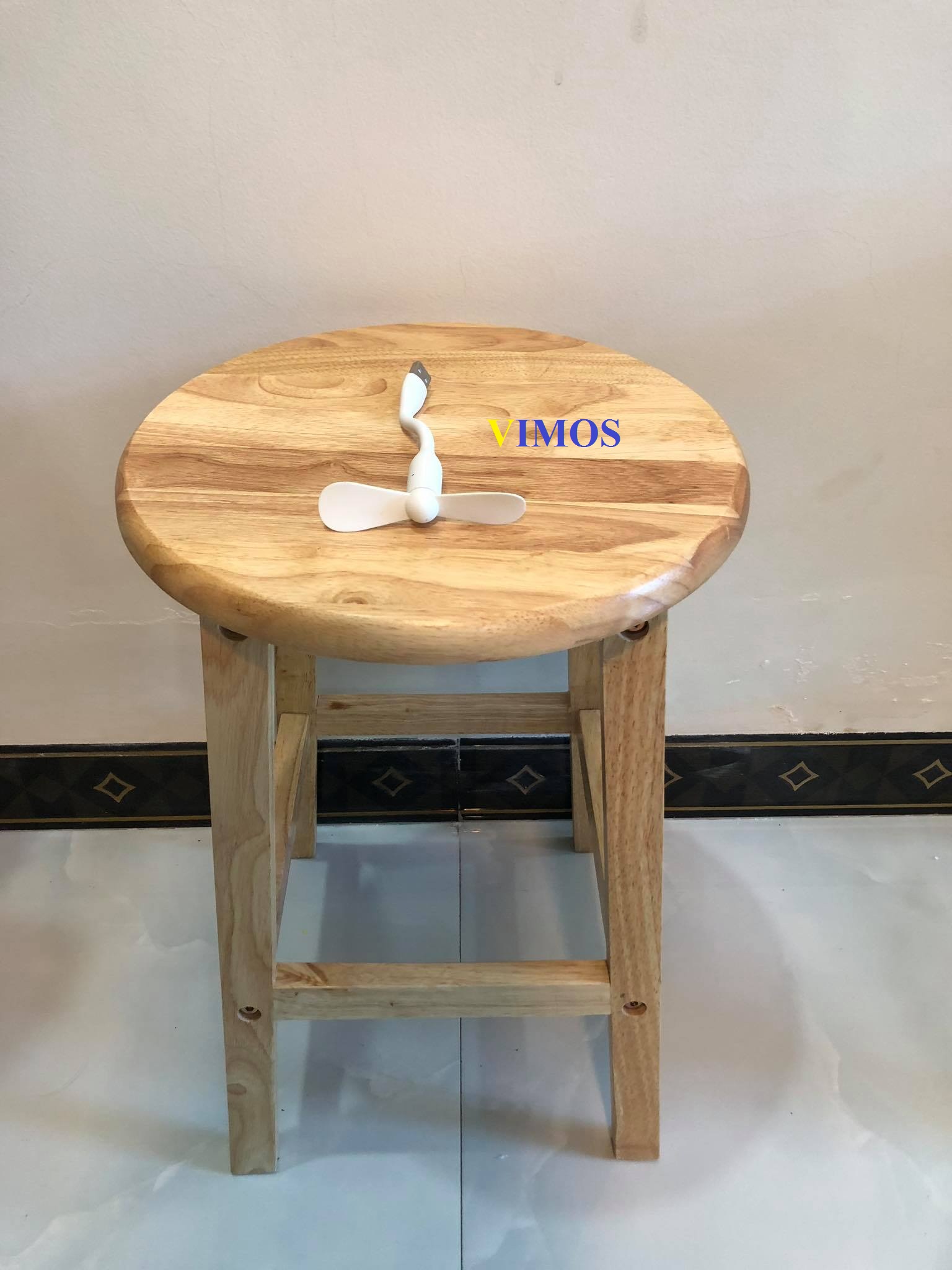 Ghế ngồi gỗ tự nhiên VIMOS cao 60cm -Tặng quạt USB( màu ngẫu nhiên)