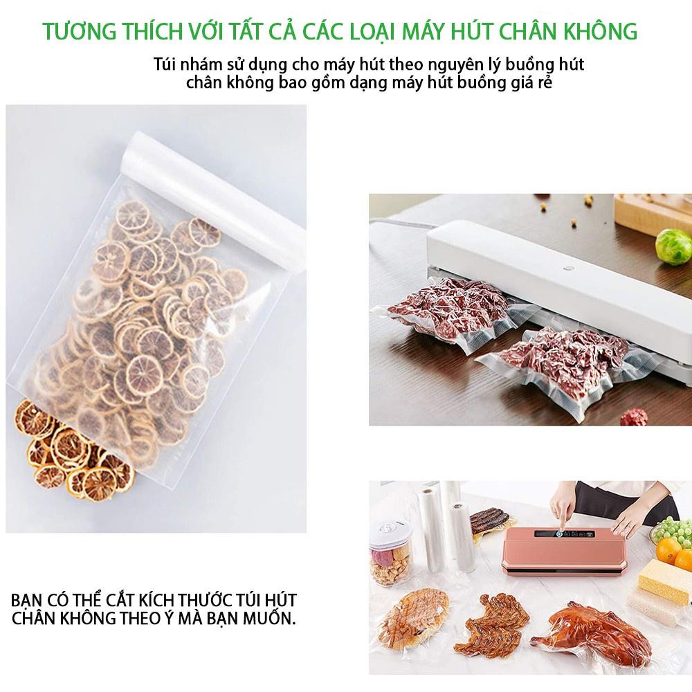 Túi hút chân không 1 mặt nhám, Bộ 100 túi hút chân không thực phẩm cao cấp một mặt nhám, đủ size