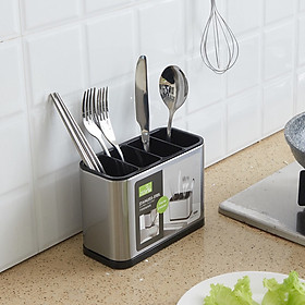 Dụng Cụ  Đựng Dao - Muỗng - Đũa - Nĩa Cao Cấp Bọc Thép Không Gỉ Vuống 4 Ngăn 