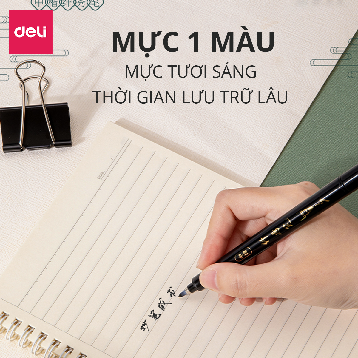 Bút Viết Thư Pháp Hán Tự Calligraphy Kanji Tiếng Trung Nhật Hàn Ngòi Lông Nhiều Kích Cỡ Deli - Brush Pen Phù Hợp Luyện Chữ Nét Trang Trí Sổ Có Thể Thêm Mực - 75514 75515 75516