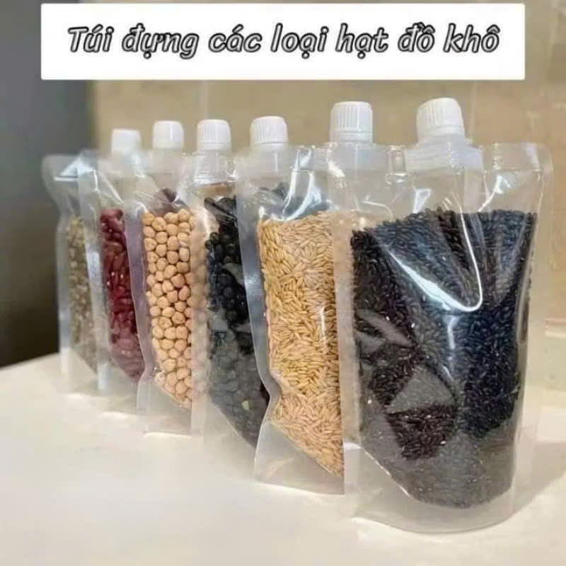 Set 10 Túi Đựng Bảo Quản Hạt Đồ Khô Ngũ Cốc Dung Tích 500ml Tặng Kèm Phễu Đổ Hạt Siêu Tiện Lợi - HÀNG CHÍNH HÃNG MINIIN