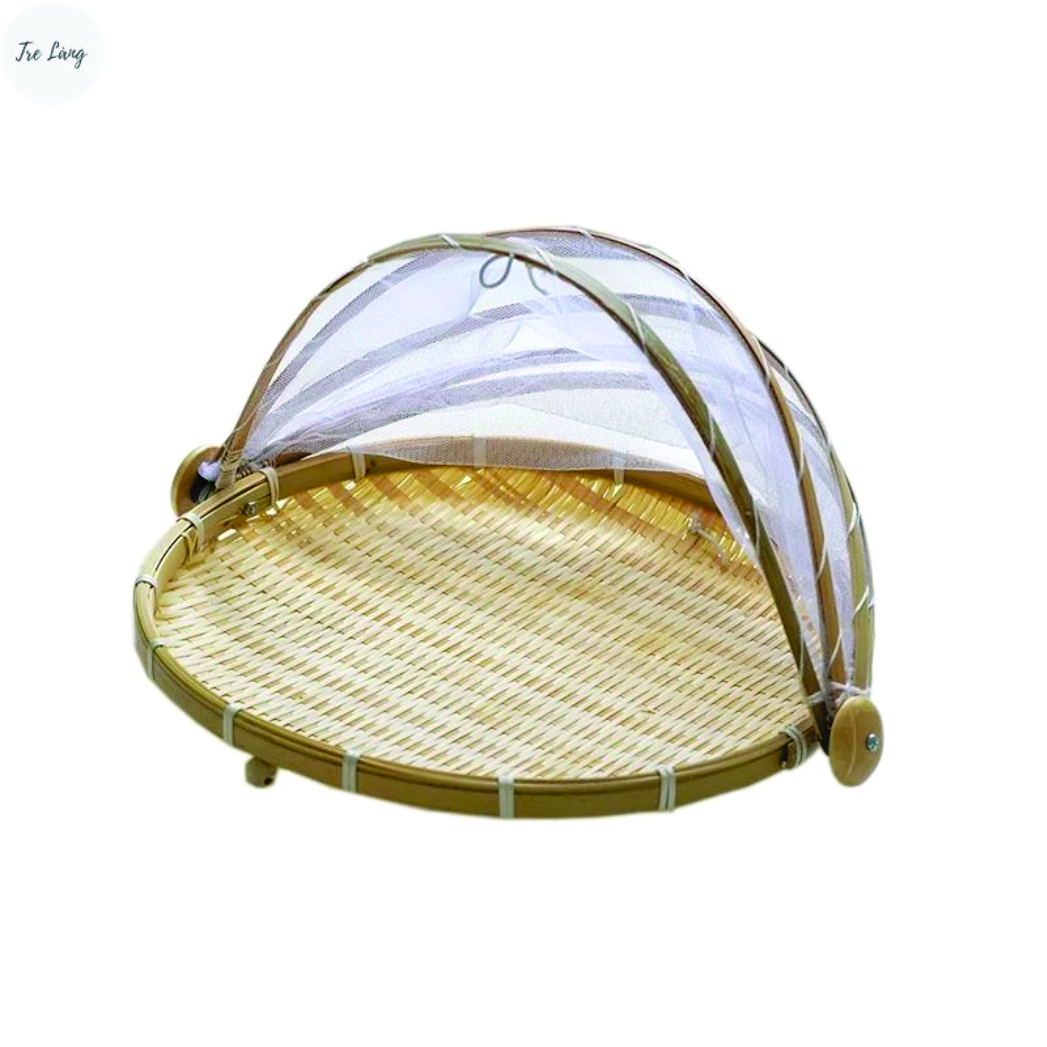 Mẹt tre căng màn, mẹt có mùng che đậy tránh côn trùng, dùng đựng thức ăn trái cây tiện lợi