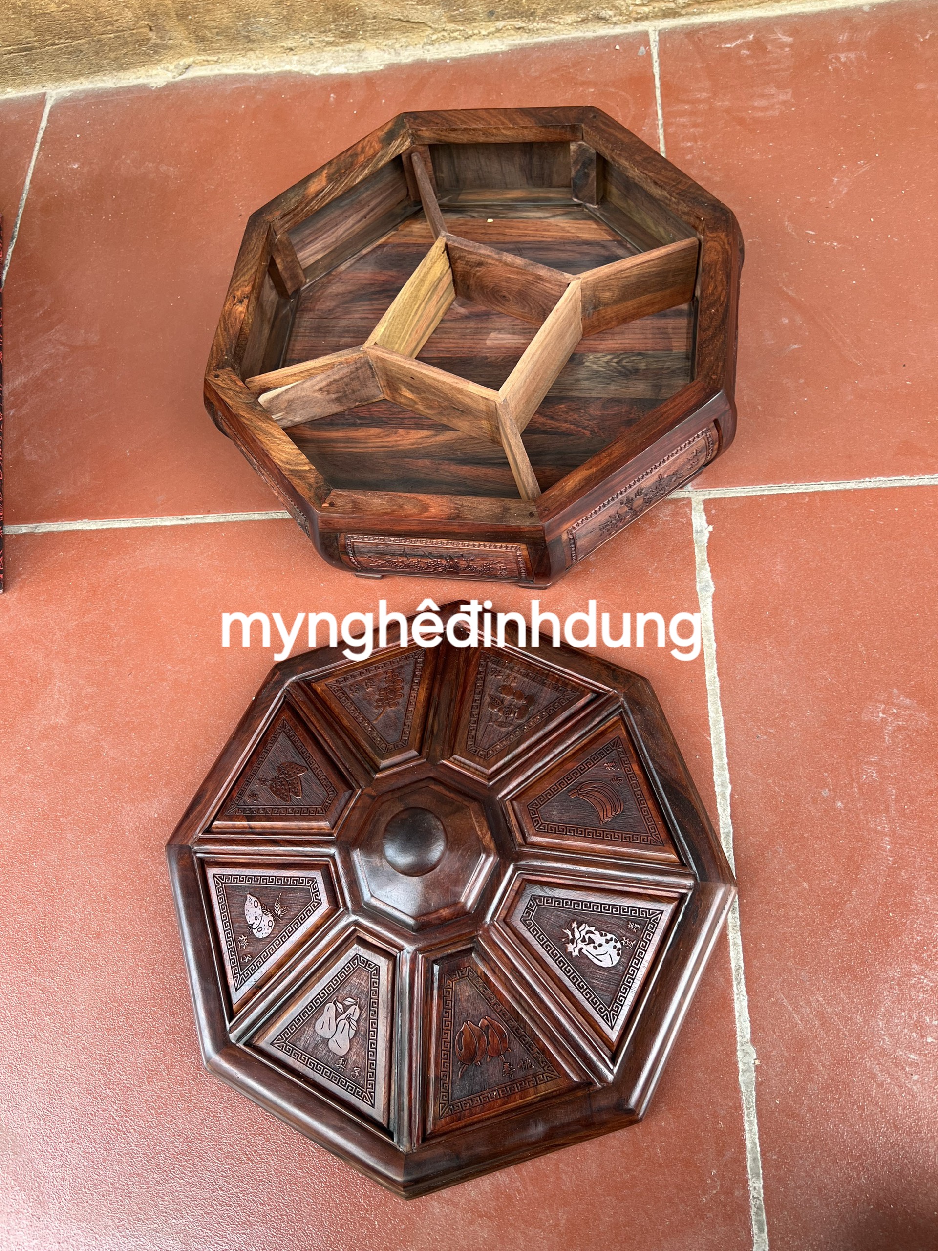 Hộp đựng bánh kẹo đa năng bằng gỗ trắc đỏ đen 30x15cm