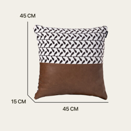 Gối sofa tựa lưng hình vuông cao cấp, kết hợp da bò thật và vải DVH6006C | REEKO