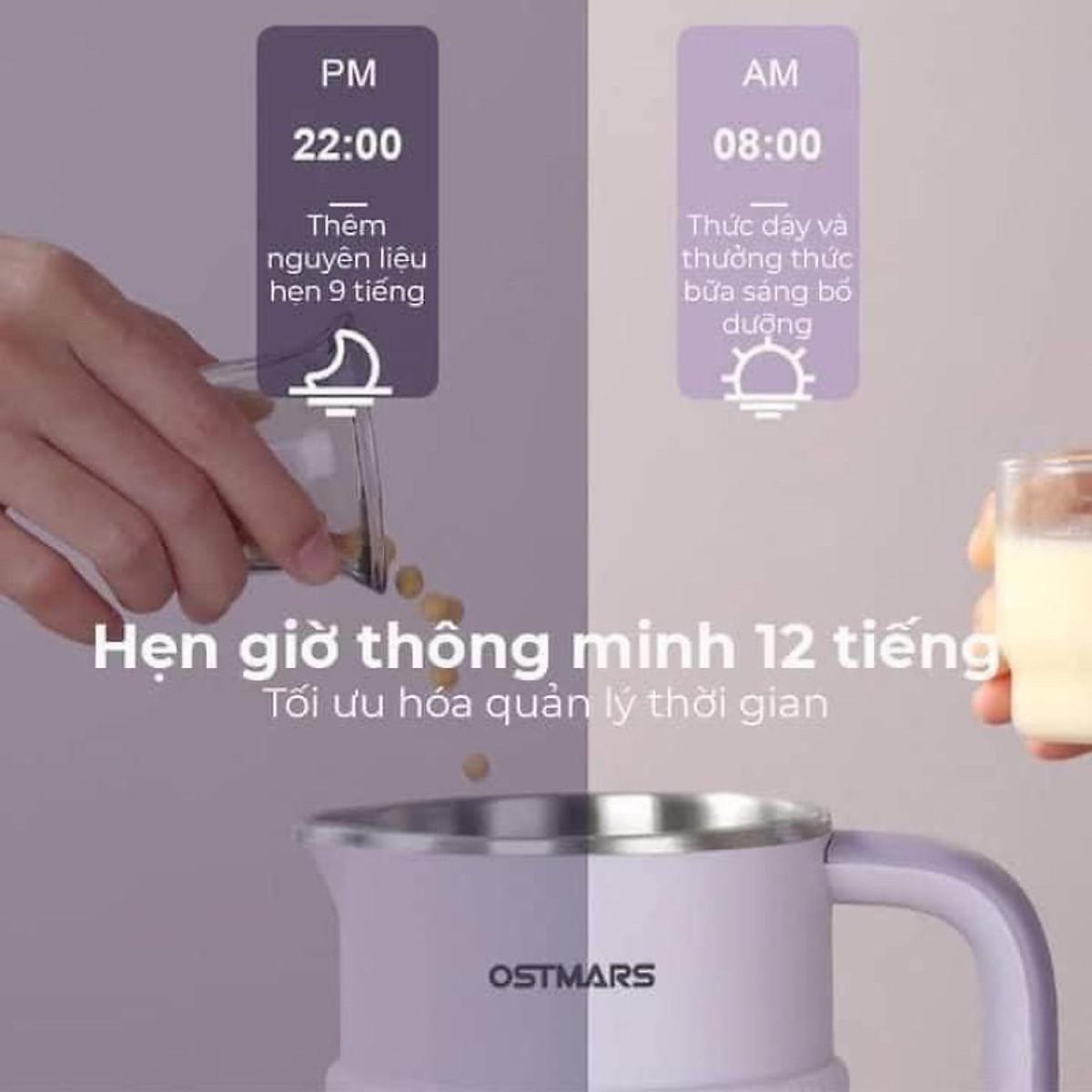 Máy Làm Sữa Hạt, Máy Nấu Sữa Hạt OSTMARS Hàng Chính Hãng 800ml - 8 Chức Năng Xay Nấu Tiện Lợi
