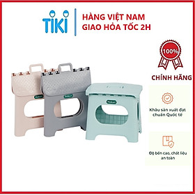 Ghế đẩu mini xếp gọn HOKORI nhựa VIỆT NHẬT cao cấp - Quai xách, đôn kê chân size lớn- Hàng chính hãng 