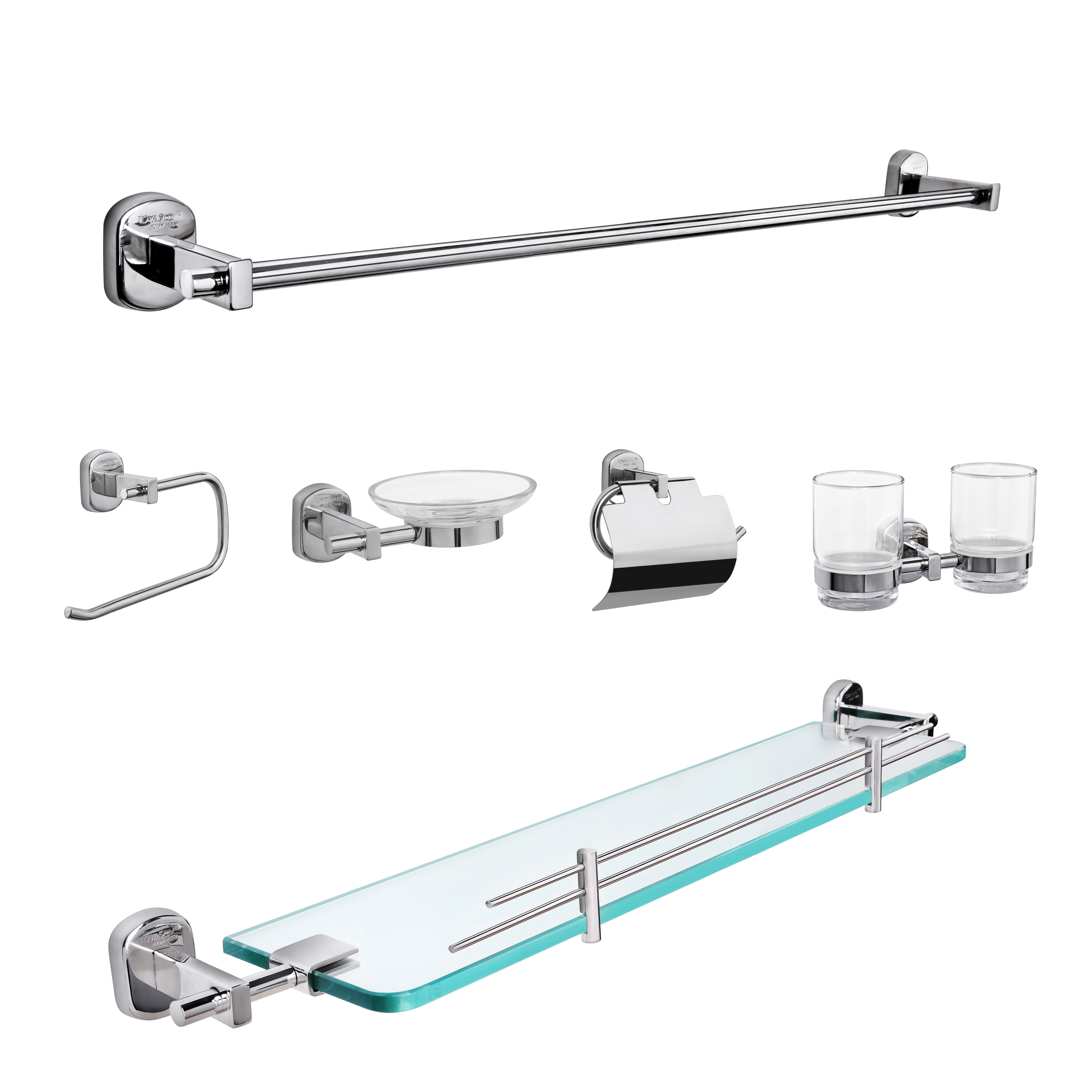 Bộ phụ kiện inox cao cấp 6 món inox 304 TOVASHU 304C