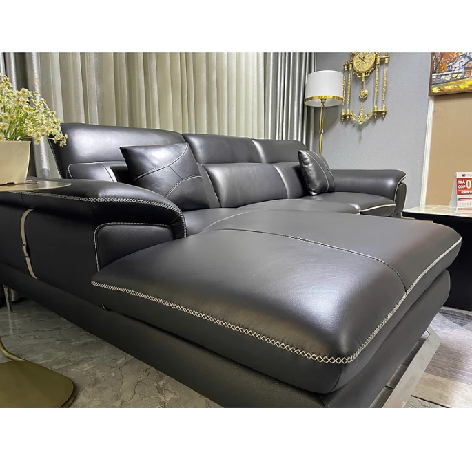 Sofa góc L da bò Italy Tundo SFLCT28 dài 2m9 x 1m8 - hàng cao cấp chuẩn da bò nhập khẩu Ý