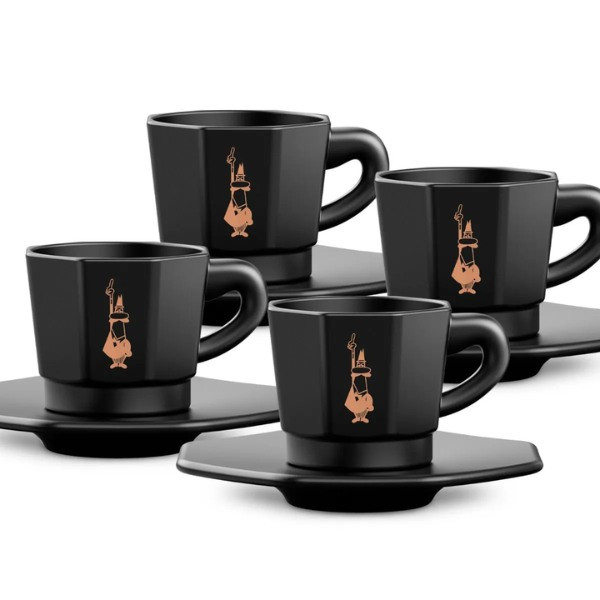 Bộ 4 cốc cà phê tám mặt Bialetti dung tích 75ml Hàng Chính hãng