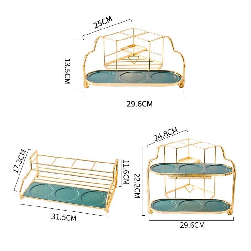 Bộ gia vị sứ xanh 1 tầng 7 món hình tam giác đặt góc
