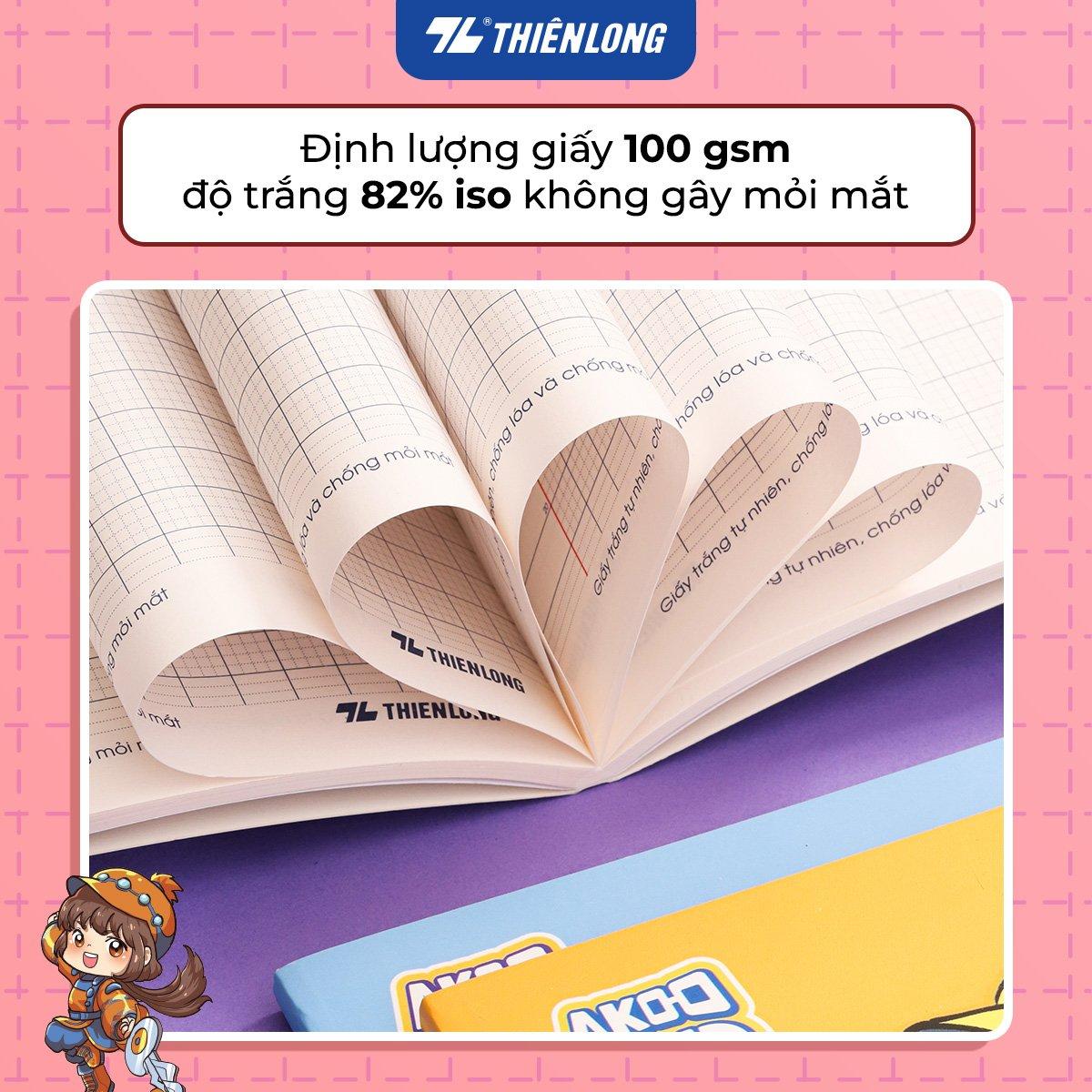 Tập học sinh chống lóa 96 trang 4 ô ly vuông 2mm 100gsm Thiên Long NB-117/AK - Phiên bản Akooland - Mẫu ngẫu nhiên
