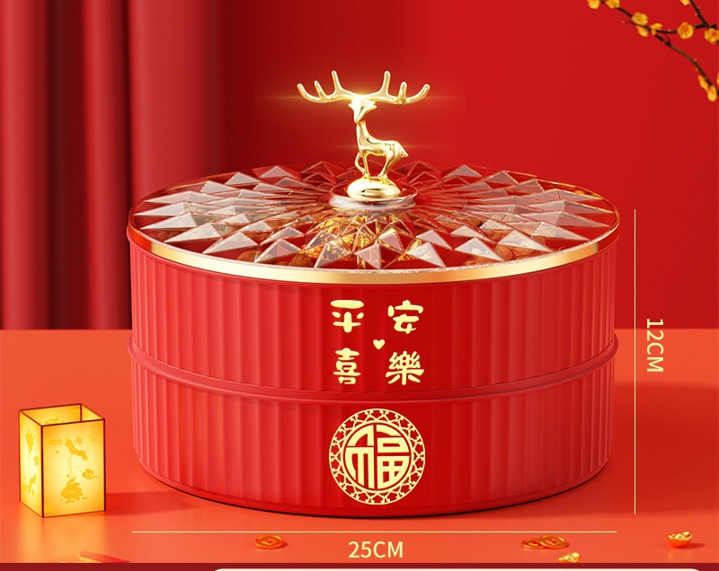 Hộp khay 1 tầng và 2 tầng đựng mứt bánh kẹo Tết có nắp đậy - Mẫu 2025