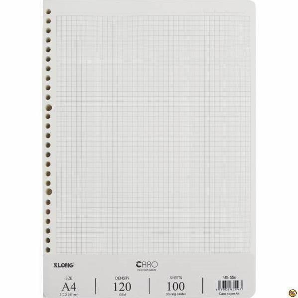 Ruột sổ Còng Caro A4 - 100 tờ; MS: 556 (ruột mã caro 554)