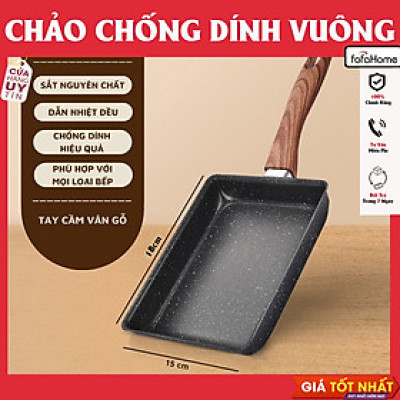 Chảo Vuông Chảo Đá Chống Dính Làm Bánh Chống Dính Vân Đá Dùng Được Trên Mọi Loại Bếp Chảo Đúc Bằng Đá Ceramic
