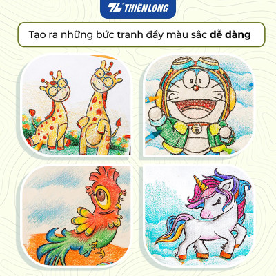 Bút sáp 12/18 màu Thiên Long Colokit - Màu sắc tươi sáng Phủ đều màu Bền màu CR-C048 ; CR-C049