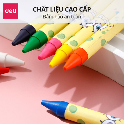 Bút Sáp Màu Nến Bọt Biển Cho Bé Deli -16/24 Màu Tươi Đậm Ít Vụn An Toàn Với Tô Màu Vẽ Tranh Mỹ Thuật
