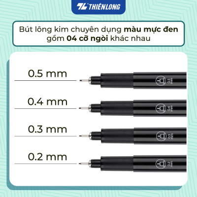 Combo 12 Bút kim kỹ thuật - Drawing Pen Thiên Long Colokit - Mực kháng nước, đậm, rõ nét
