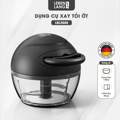 Dụng cụ xay tỏi ớt, thực phẩm Lebenlang LBL3888 dung tích 170ml, lưỡi dao 3 cánh sắc bén, dây rút tiện lợi - hàng chính hãng