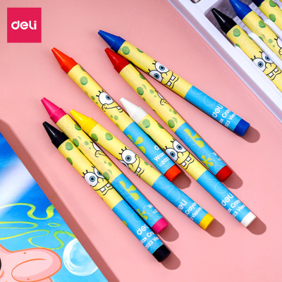 Bút Sáp Màu Nến Bọt Biển Cho Bé Deli -16/24 Màu Tươi Đậm Ít Vụn An Toàn Với Tô Màu Vẽ Tranh Mỹ Thuật