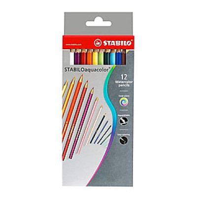 Bộ bút chì màu nước STABILOaquacolor 12 màu - Hộp thiếc 12 màu (CLW1612M)