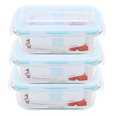 Bộ 3 Hộp Thủy Tinh KOVA KLOCK370 (370ml/ Hộp)