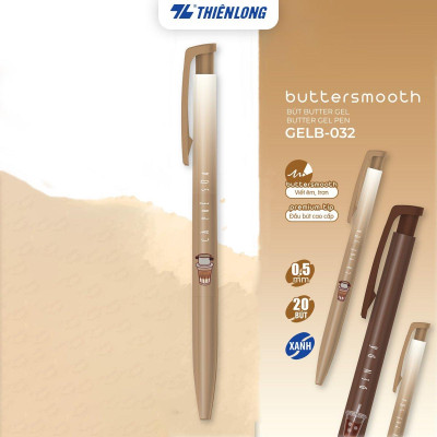 Bút gel B - Buttersmooth Gel Thiên Long GELB-032 - Premium Tip viết êm, trơn - Mực Xanh - Thân ngẫu nhiên