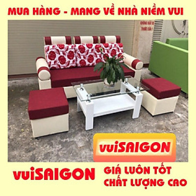 Ghế sofa nệm mút băng 1m8 bền đẹp hiện đại, tặng 1 bàn và 1 ghế đôn sang trọng phù hợp mọi gia đình Việt