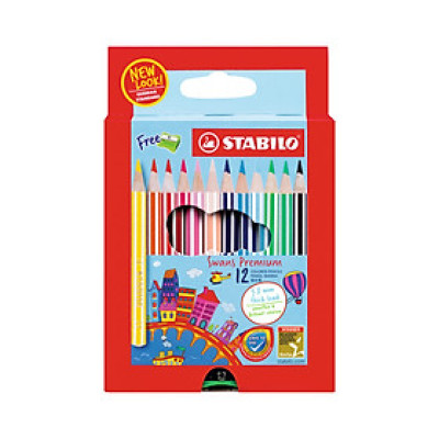 Bộ bút chì màu Swans 12 màu - Bộ 2 hộp 12 cây dài (CLP1867L-C2)