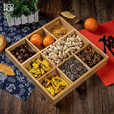 Khay mứt Tết, khay mứt bánh kẹo tết bằng tre ECOHUB có nắp đậy