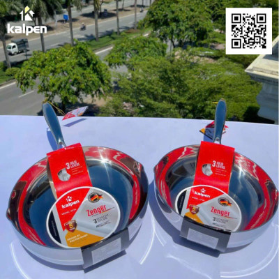 Chảo Inox 3 lớp đúc liền khối miệng rót Kalpen Zenger 20cm, bảo hành 5 năm