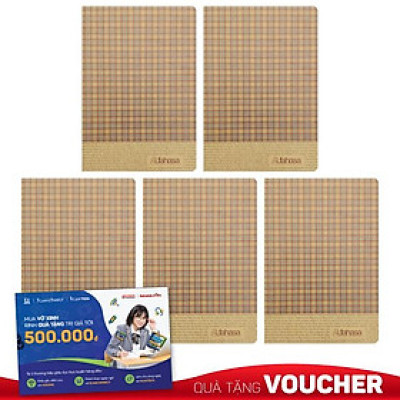 Combo 5 Tập Sinh Viên Caro Vintage Kẻ Ngang Có Chấm 200 Trang 60gsm - Fahasa 02 (Mẫu Sản Phẩm Giao Ngẫu Nhiên)