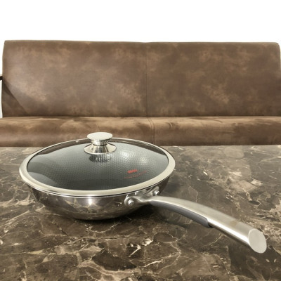 Chảo sâu lòng sử dụng công nghệ phủ chống dính là khoan khắc bề mặt inox 304 cao cấp DSP - Có 2 kích thước 32cm và 34cm - HÀNG NHẬP KHẨU