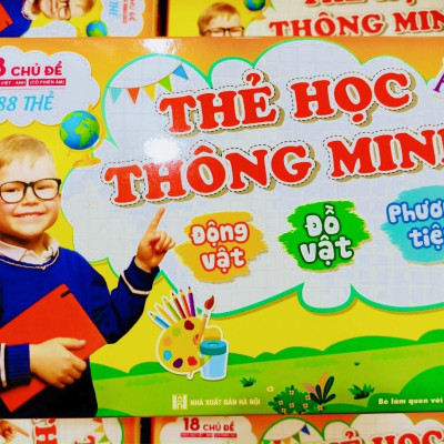 ￼Flash card A5 Khổ B- Thẻ học Thông Minh 18 chủ đề cho bé (Song ngữ Việt Anh)