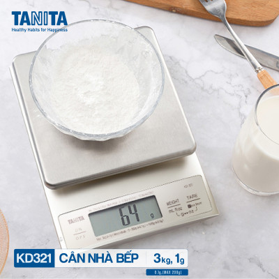 Cân điện tử nhà bếp TANITA KD321(3kg) (Chính hãng Nhật Bản), Cân nhà bếp 1kg, Cân nhà bếp 2kg, Cân nhà bếp 3kg, Cân nhà bếp độ chia 0.1g tối đa 200g, Cân Nhật, Cân trọng lượng, Cân chính hãng, Cân thực phẩm, Cân thức ăn, Cân tiểu ly điện tử, Cân chính xác