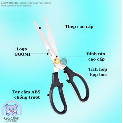 Hàng chính hãng: kéo nhà bếp GGOMI Ottimo cao cấp GG158. Dùng để cắt thực phẩm nhà bếp, cắt giấy, dùng trong văn phòng..