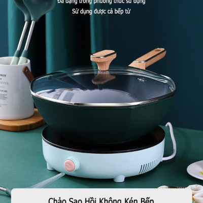 Chảo chống dính Kata CX32 dạng sâu lòng Sao Hồi siêu lớn 32cm, tráng mịn, không kén bếp, sử dụng được với bếp từ, hàng chính hãng