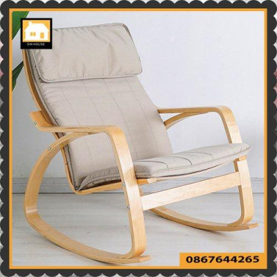 Ghế Bập Bênh Thư Giãn Gỗ Bạch Dương Cao Cấp, Đệm Bọt Biển Dày Dặn Thoáng Khí Đàn Hồi Cực Tốt Giá Sốc