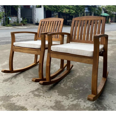Ghế gỗ bập bênh, Ghế gỗ decor hàng siêu phẩm kèm nệm