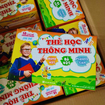 ￼Flash card A5 Khổ B- Thẻ học Thông Minh 18 chủ đề cho bé (Song ngữ Việt Anh)