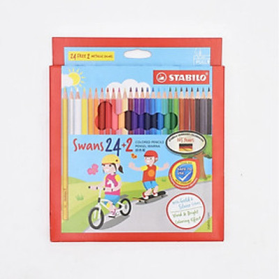Combo bút chì màu Swans 24 màu - Hộp 24 màu + Quyển tô màu SACB (CLS1879-24G+)